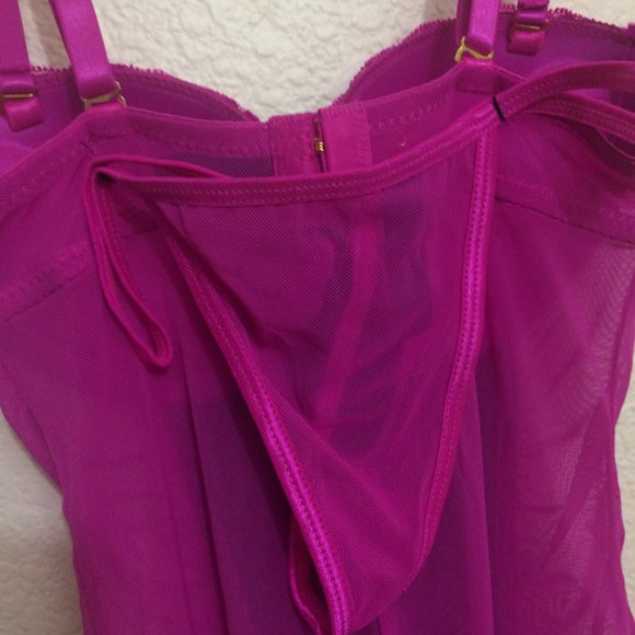 Daisy Fuentes 2-pc Lace Bustier Lingerie Set Pink - Picture 11 of 15